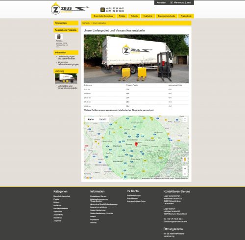Suchmaschinenoptimierung (SEO) für Brennholzhandel Zeus Ruhr GmbH, Liefergebiet